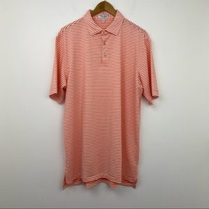 Peter Millar Red and White Striped Polo Shirt